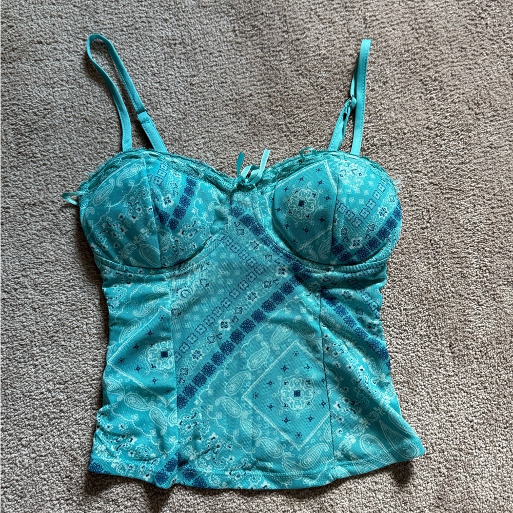 No Boundaries Teal Lace-Trim Camisole